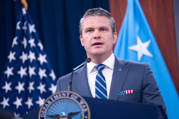 Defense Secretary Pete Hegseth speaks to members of the media during a press briefing at the Pentagon, Thursday, April 16, 2026 in Washington. (AP Photo/Kevin Wolf)
Pete Hegseth