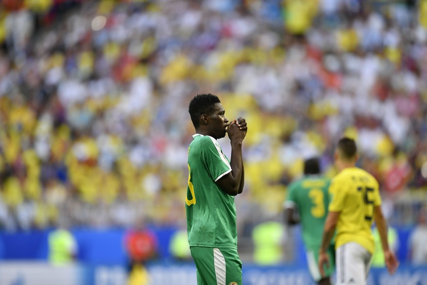 Senegal&#039;s Ismaila Sarr reacts during the group H match between Senegal and Colombia, at the 2018 soccer World Cup in the Samara Arena in Samara, Russia, Thursday, June 28, 2018. (AP Photo/Martin  ...