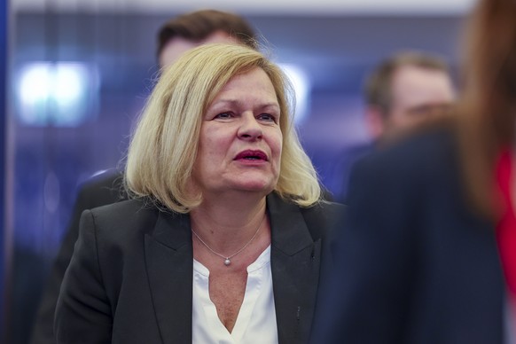 epa11402003 German Interior Minister Nancy Faeser attends the opening of the International Police Cooperation Center (IPCC) for the UEFA EURO 2024, in Neuss, Germany, 10 June 2024. The IPCC has the ta ...
