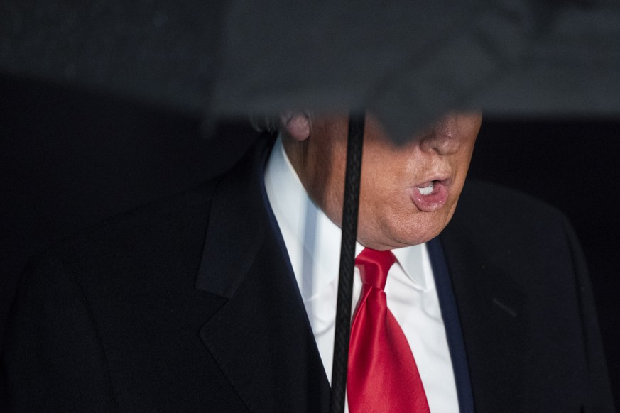 epa08939627 (FILE) US President Donald J. Trump speaks to the media before departing the White House for a rally, in Washington, DC, USA, 10 December 2019. The presidency of Donald Trump, which record ...