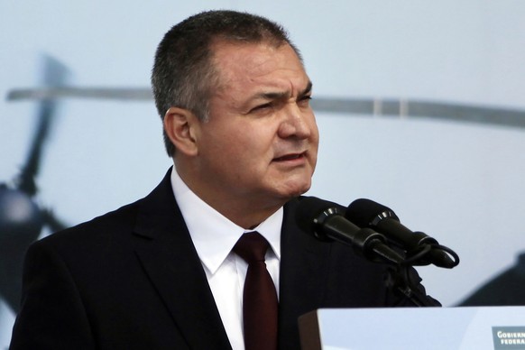 FILE - Mexico&#039;s Genaro Garcia Luna speaks during a ceremony to designate June 2 as Federal Police Day in Mexico City, June 2, 2011. (AP Photo/Alexandre Meneghini, File)
Genaro Garcia Luna
