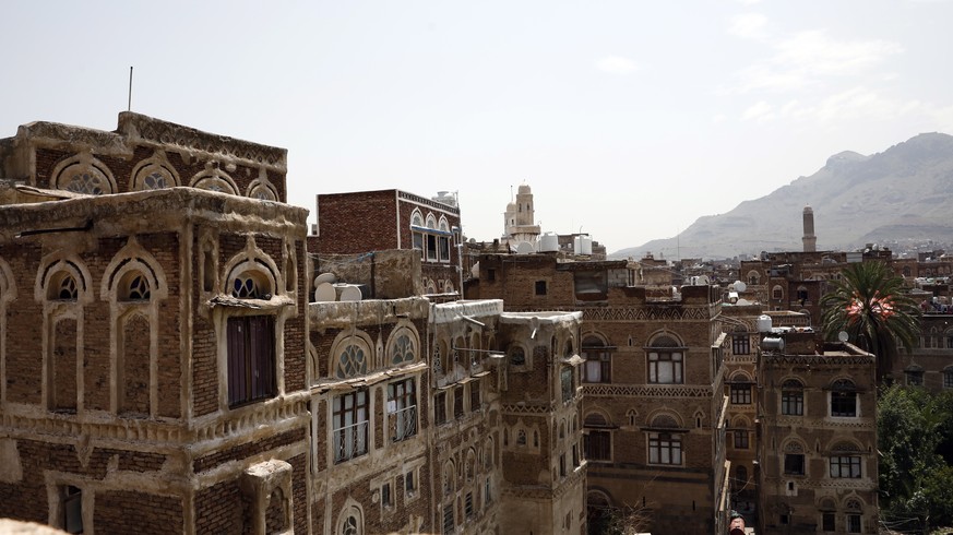 epa10114271 A general view shows UNESCO-listed buildings following heavy rainfalls in the old quarter of Sana&#039;a, Yemen, 10 August 2022. Torrential rains have hit Yemen over the past two weeks, ca ...