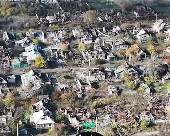 This image made from video provided by Skala - 425th Separate Assault Regiment shows drone footage from Provost, Ukraine, Saturday, Nov. 1, 2025. (Skala - 425th Separate Assault Regiment via AP)
Russi ...