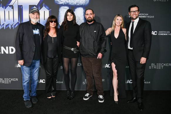 Rob Reiner, from left, Michele Singer Reiner, Romy Reiner, Nick Reiner, Maria Gilfillan, and Jake Reiner arrive at the premiere of "Spinal Tap II: The End Continues" on Tuesday, Sept. 9, 202 ...