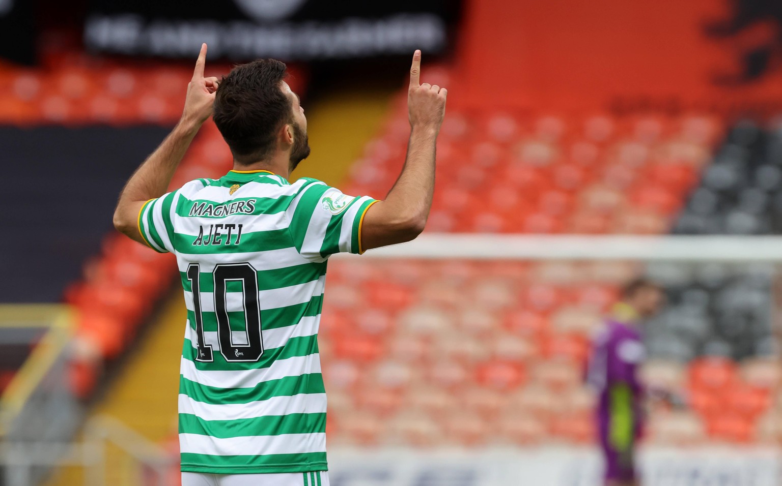 Dundee United v Celtic - Scottish Premiership - Tannadice Stadium Celtic s Albian Ajeti celebrates scoring his side s first goal of the game during the Scottish Premiership match at Tannadice Park, Du ...
