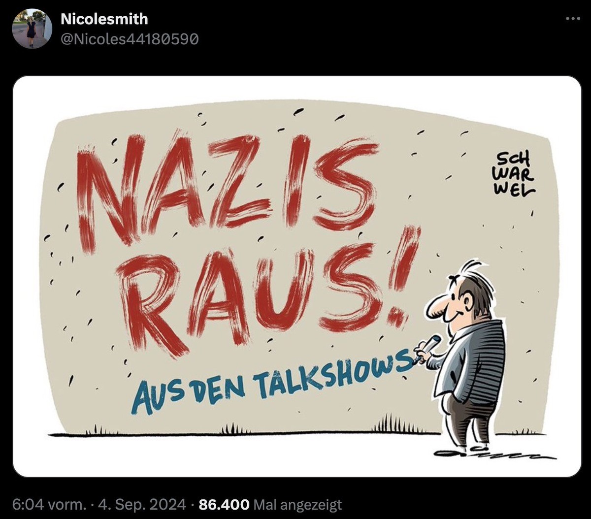 Tweet zu TV-Talkshows, die Nazis verharmlosen.