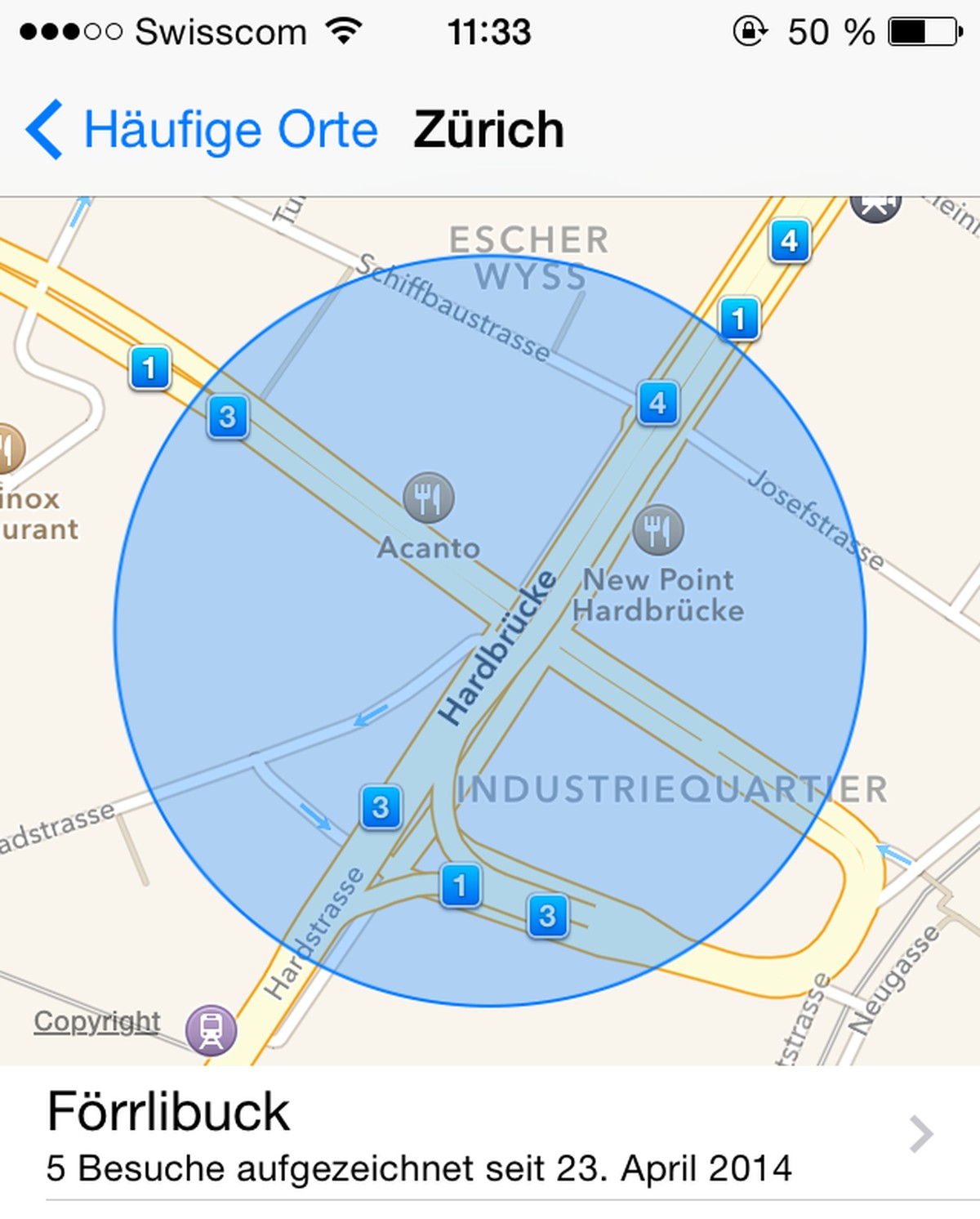 Das iPhone hat richtig erkannt, wo der watson-Redaktor wohnt und arbeitet.