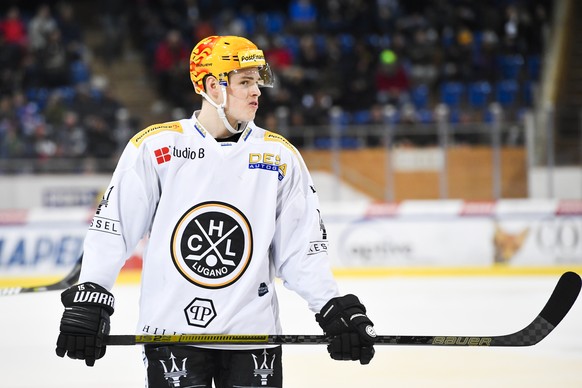 Luganos Gregory Hofmann, beim Eishockey-Qualifikationsspiel der National League A zwischen dem HC Davos und dem HC Lugano, am Samstag, 2. Maerz 2019, in der Vaillant Arena in Davos. (PPR/Gian Ehrenzel ...