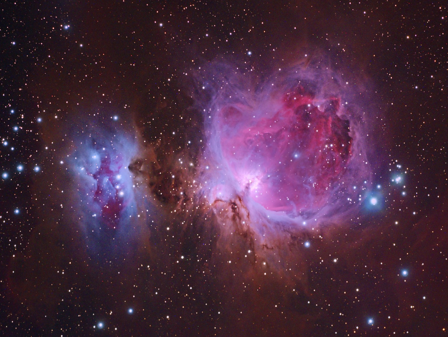 Der Orionnebel, ein nahegelegenes Sternentstehungsgebiet.