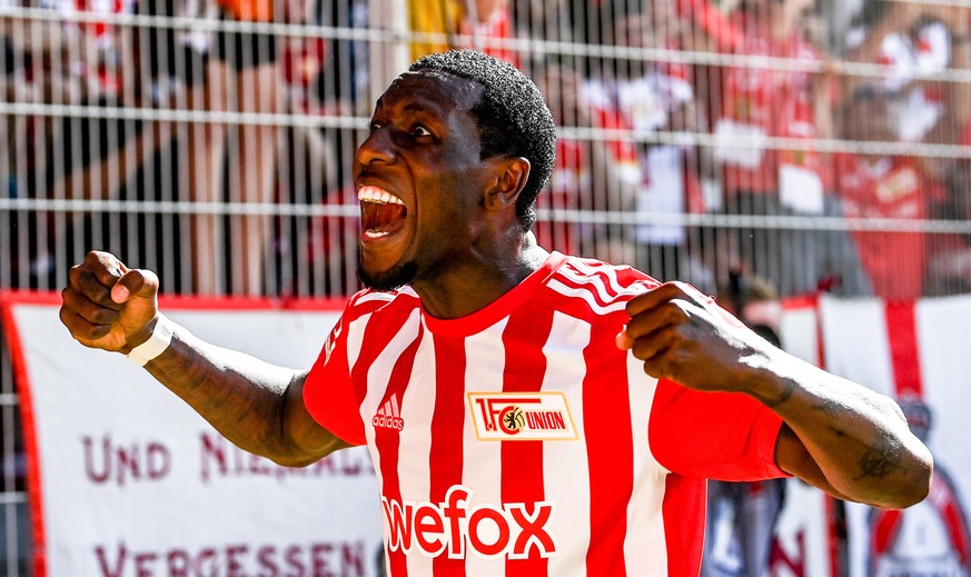 epa10108783 Union?s Sheraldo Becker reacts during the German Bundesliga soccer match between Union Berlin and Hertha BSC in Berlin, Germany, 06 August 2022. EPA/FILIP SINGER CONDITIONS - ATTENTION: Th ...