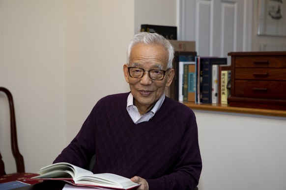 epa09507270 A handout photo made available by Princeton University shows Japan-born US researcher and 2021 Nobel laureate in Physics, Syukuro Manabe, at his home, the morning of the Nobel Prize announ ...