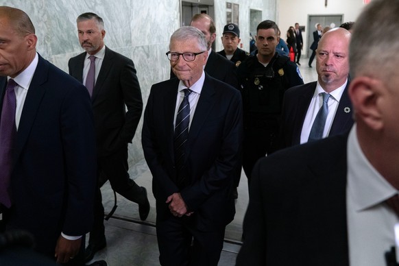Bill Gates, co-founder of Microsoft, arrives on Capitol Hill for a closed-door interview with the House Oversight Committee investigating convicted sex offender Jeffrey Epstein, in Washington, Wednesd ...