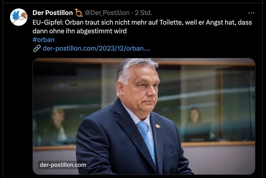 Satire-Medium Der Postillon zu Viktor Orban und den EU-Beitrittsverhandlungen.