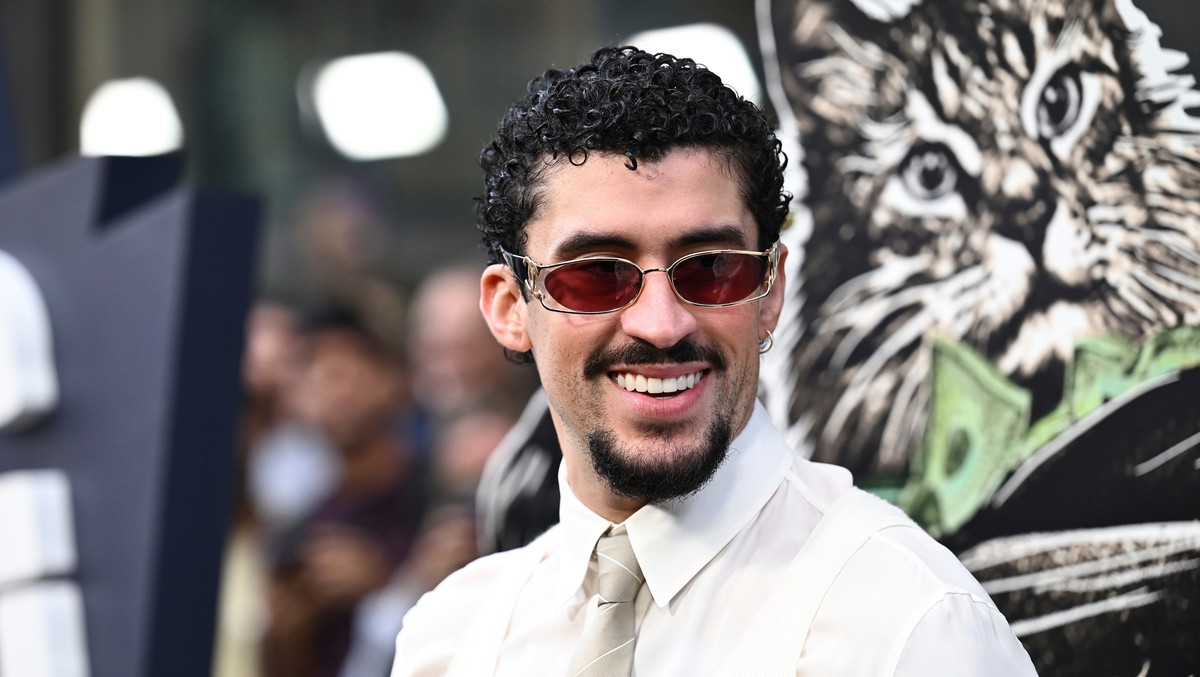 FILE - Benito Antonio Martinez Ocasio (aka Bad Bunny) attends the premiere of "Caught Stealing" at Regal Union Square on Tuesday, Aug. 26, 2025, in New York. (Photo by Evan Agostini/Invision ...