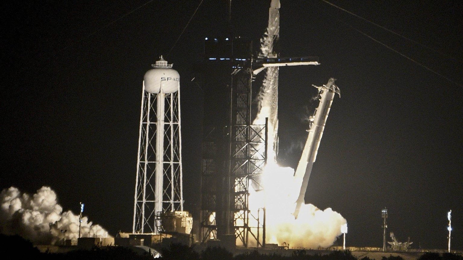 A SpaceX Falcon 9 rocket lifts off from Kennedy Space Center, Wednesday, Sept. 15, 2021, at Cape Canaveral, Fla., with all private citizens aboard. (Craig Bailey/Florida Today via AP)
Space X Inspirat ...