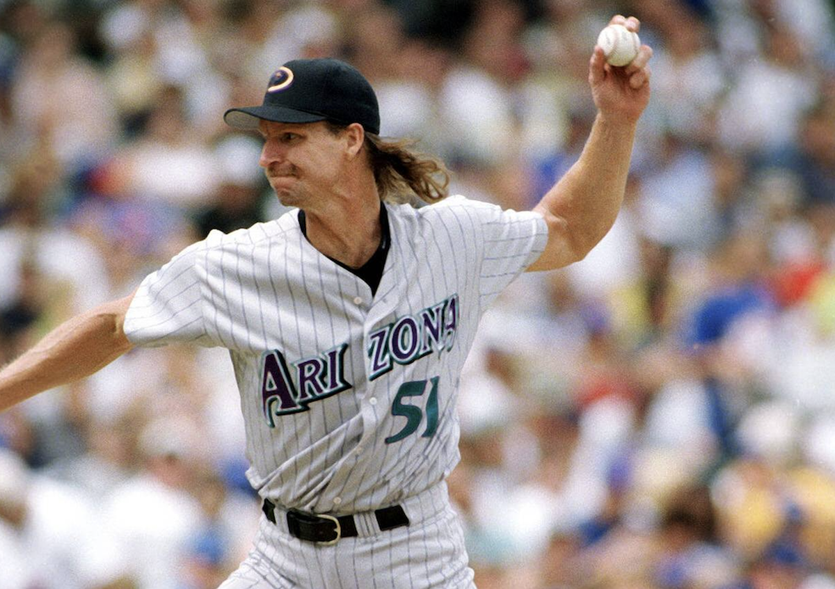 Randy Johnson (Arizona Diamondbacks) - PUBLICATIONxINxGERxSUIxAUTxHUNxONLY (CHI99081199) Baseball Herren MLB 1999, Major League Einzelbild Baseball Herren MLB 1999, Major League Einzelbild