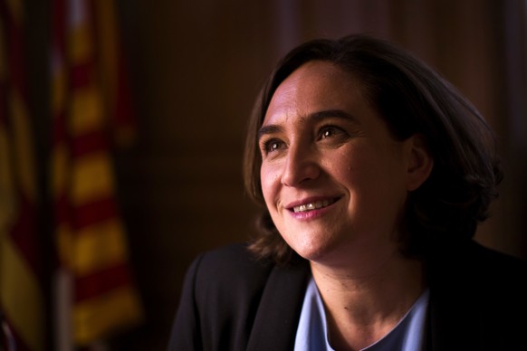 Barcelona&#039;s mayor Ada Colau speaks during an interview with The Associated Press at the city council in Barcelona, Spain, Thursday, Sept. 28, 2017. The mayor of Barcelona says the European Commis ...