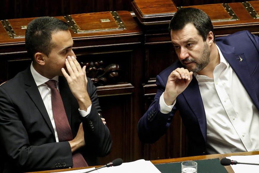 Koalitionspartner mit unterschiedlicher Formkurve: Die Parteichefs Luigi Di Maio (Cinque Stelle, links) und Matteo Salvini (Lega Nord).
