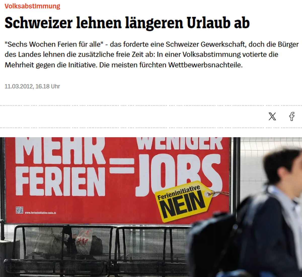 Only in Switzerland: Schweizer lehnen mehr Ferien ab