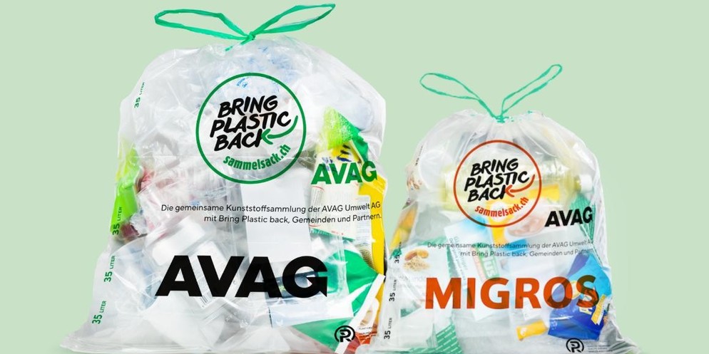 So sehen die Sammelsäcke für Plastik aus.