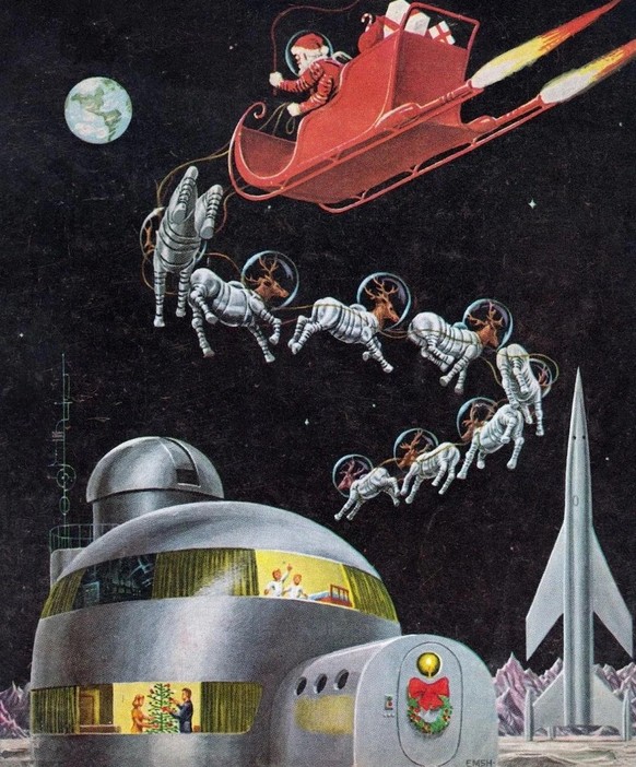 "Christmas on the Moon", Ed Emshwiller's original and final cover art for Galaxy Science Fiction, December 1954.

https://www.reddit.com/r/RetroFuturism/comments/1pv0264/christmas_on_th ...