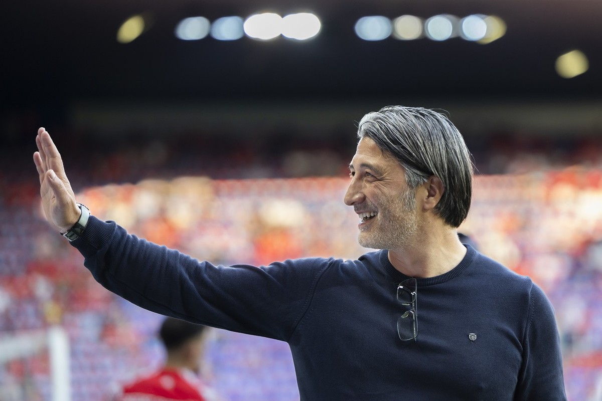 Switzerland's head coach Murat Yakin berfore the UEFA Euro 2024 qualifying group I soccer match between Switzerland and Romania at the Swissporarena stadium in Lucerne, Switzerland on Monday June ...