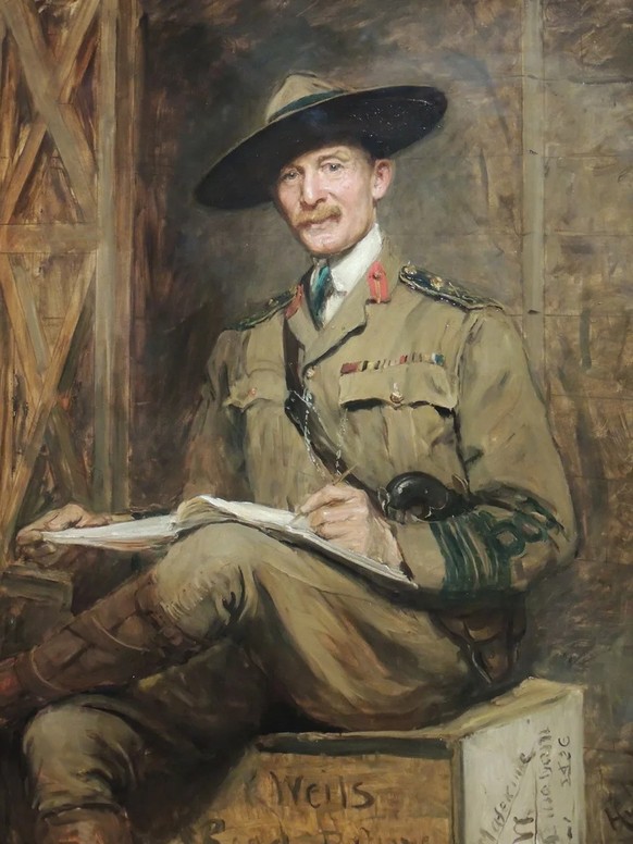 Der Pfadigründer Robert Baden-Powell sah in der Bewegung eine Entwicklungsmöglichkeit zum Mann. Gemälde von Hubert von Herkomer.
https://commons.wikimedia.org/wiki/File:Robert_Baden-Powell_(von_Herkom ...