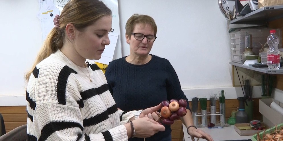 Ruth Lehmann bindet Zibelezöpfe, seit sie elf Jahre alt ist. BärnToday Volontärin Livia Baeriswyl hat Ruth für einen Morgen in Kallnach besucht, um das Handwerk von ihr zu lernen. Dabei wurde schnell  ...