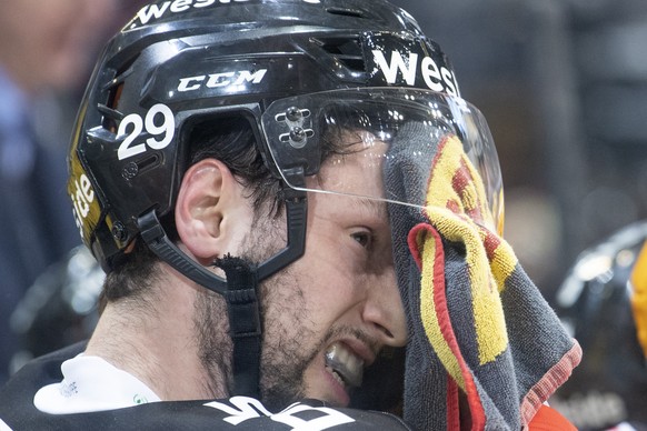 Berns, Daniele Grassi, waehrend dem ersten Playoff Halbfinalspiel der National League, zwischen dem SC Bern und dem EHC Biel, am Dienstag 26. Maerz 2019 in der Postfinance Arena in Bern. (KEYSTON/Marc ...