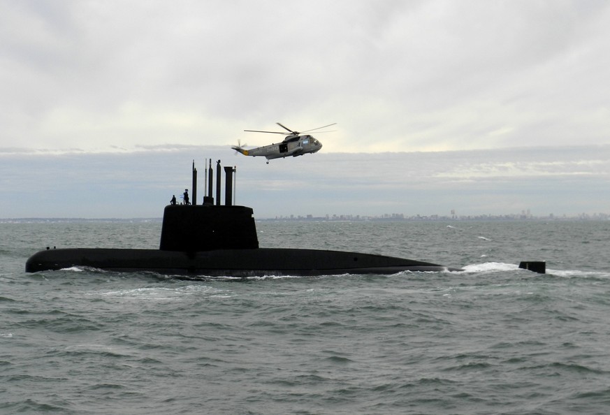 This 2013 photo provided by the Argentina Navy shows an ARA San Juan, a German-built diesel-electric vessel, near Buenos Aires, Argentina. Argentina&#039;s Navy said Friday, Nov. 17, 2017, it has lost ...