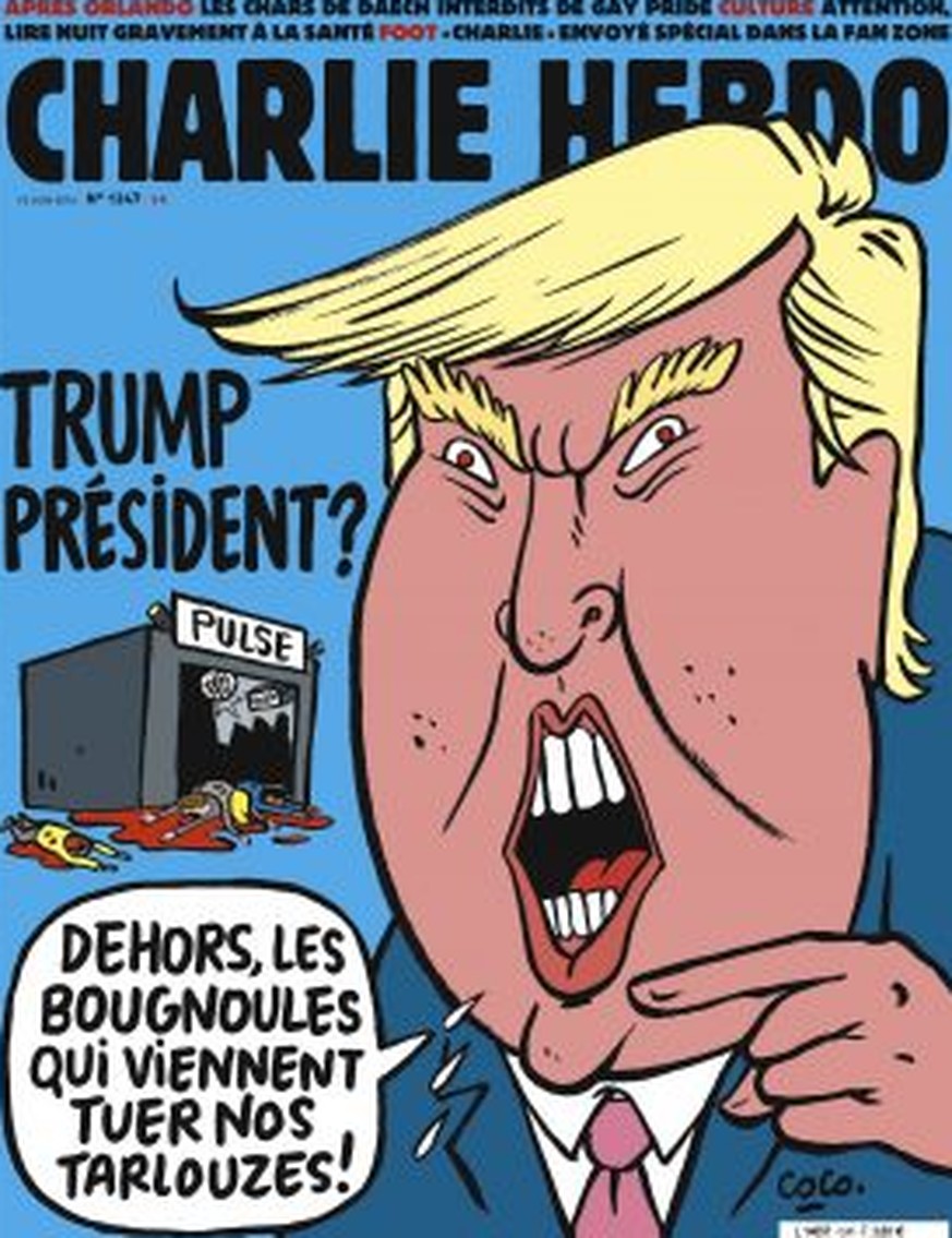 Trump und Orlando: Charlie Hebdo mit der Feder einmal mehr, wo es richtig weh tut