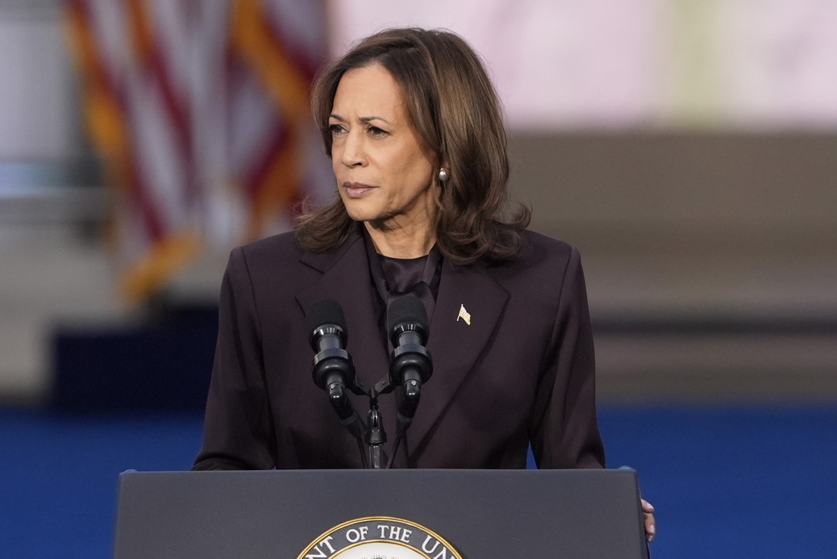 Vice President Kamala Harris delivers a concession speech for the 2024 presidential election on the campus of Howard University in Washington, Wednesday, Nov. 6, 2024. (AP Photo/J. Scott Applewhite)
K ...