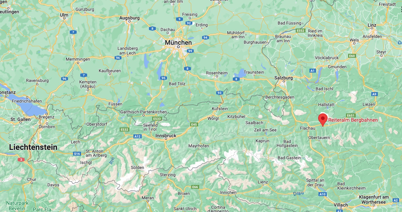 Kartenausschnitt Google Maps Reiteralm Bergbahnen Österreich