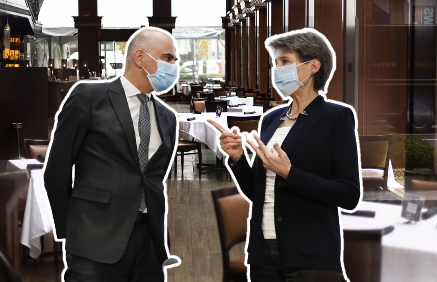 Gesundheitsminister Alain Berset und Bundespräsidentin Simonetta Sommaruga drohten am Dienstag, das Ruder wieder in die Hand zu nehmen.