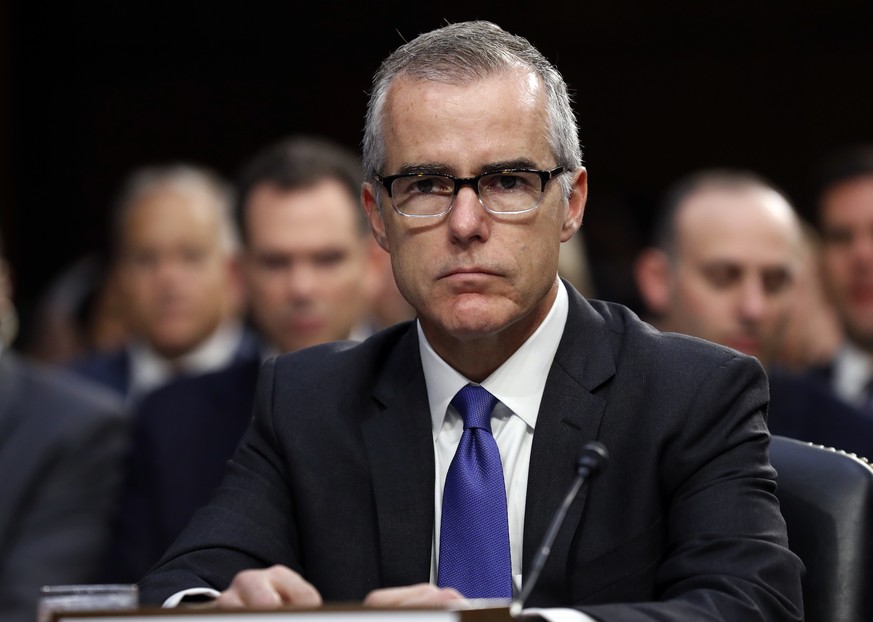 FILE - In this June 7, 2017 file photo, acting FBI Director Andrew McCabe appears before a Senate Intelligence Committee hearing about the Foreign Intelligence Surveillance Act on Capitol Hill in Wash ...