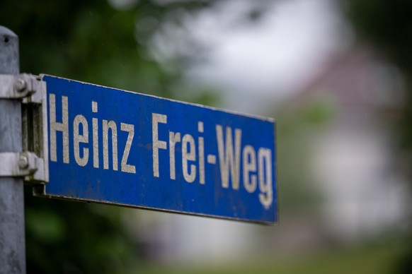 Der Heinz Frei-Weg in Etzikon. (SO). Heinz Frei, Spitzensportler und Speaker, Pensionaer, am Dienstag, 17. September 2024, in Oberbipp. Foto: Marcel Bieri