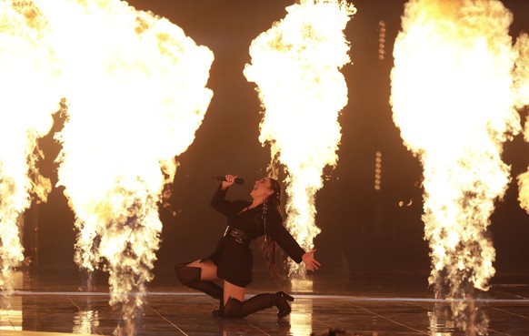 Srbuk of Armenia performs during the 2019 Eurovision Song Contest second semi-final rehearsal in Tel Aviv, Israel, Tuesday, May 14, 2019. (AP Photo/Sebastian Scheiner)