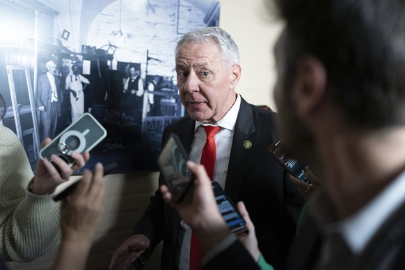 Rep. Ken Buck, R-Colo., folowed by reporters arrives to the Republican caucus meeting at the Capitol in Washington, Monday, Oct. 16, 2023. (AP Photo/Jose Luis Magana)
Ken Buck