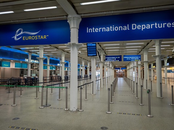 Der Eurostar Terminal im Bahnhof London Euston (während der COVID-19 Pandemie).