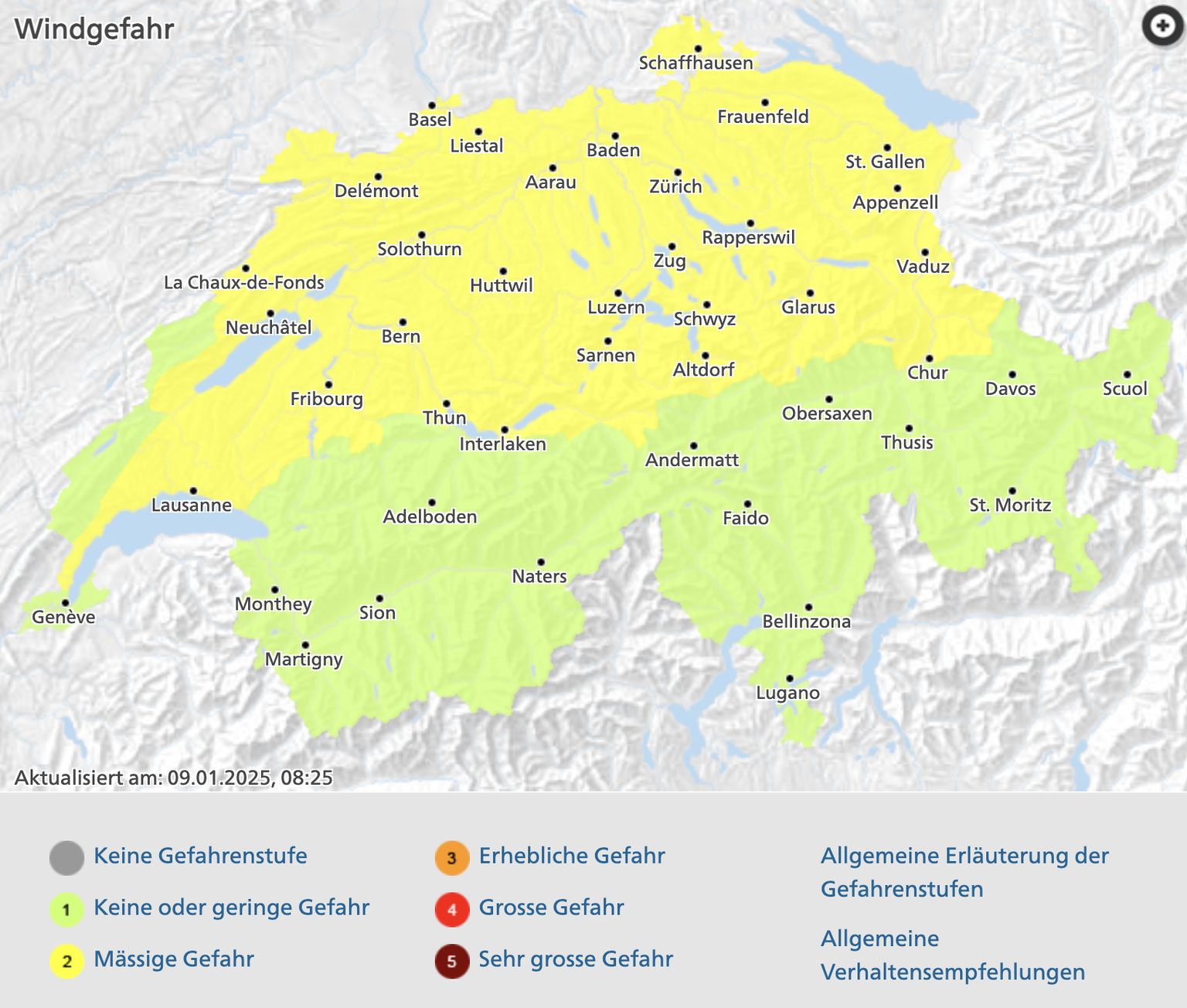 Bund warnt im Norden und Westen der Schweiz vor Stürmen.