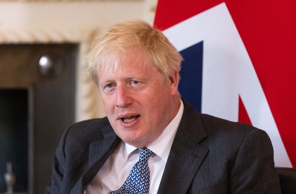 epa10010793 British Prime Minister Boris Johnson meets his Portuguese counterpart Antonio Costa (unseen) at 10 Downing Street in London, Britain 13 June 2022. Johnson