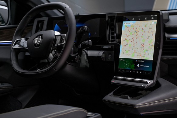 epa09451962 An interior view of the All New Renault Megane E-Tech 100% Electric on display at the first press preview day of the International Motor Show IAA in Munich, Germany, 06 September 2021. The ...