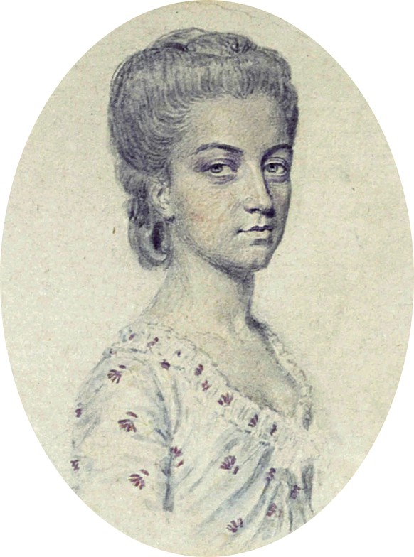 A preparatory sketch of Elizabeth Bridget Armitstead née Cane (1750-1842) 
*pencil and watercolour on card 
*47 mm x 54 mm