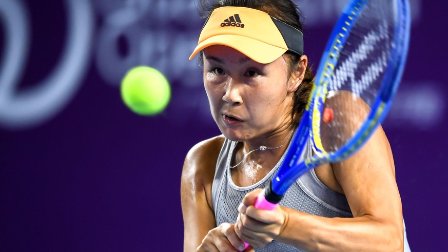 September 18, 2019, Guangzhou, Guangdong, China: Chinese professional tennis player Peng Shuai plays against Serbian professional tennis player Nina Stojanovic at the second round of WTA, Tennis Damen ...