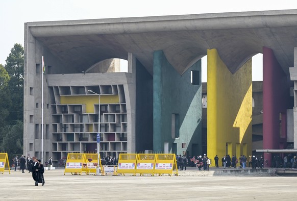 India, Chandigarh, High Court INDIA, Union Territory, Chandigarh City, the master plan of the city divided in sectors was prepared by swiss-french architect Le Corbusier in the 1950 , Sector 1 Capitol ...