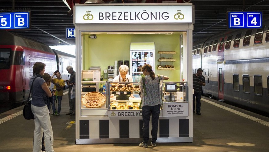 Brezelkönig-Verkaufsstand am Bahnhof Winterthur.