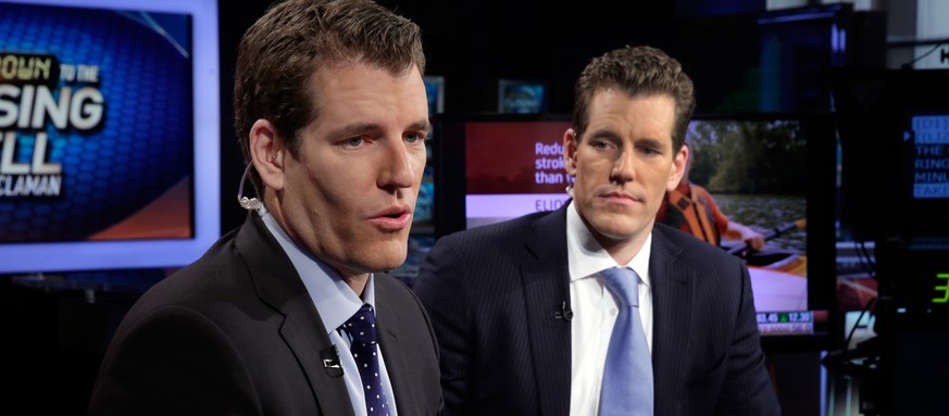 Tyler Winklevoss, left, and Cameron Winklevoss, founders of Gemini Trust Co., appear on the &quot;Countdown to the Closing Bell with Liz Claman&quot; program, on the Fox Business Network, in New York, ...