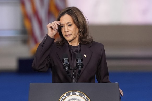 Vice President Kamala Harris delivers a concession speech for the 2024 presidential election on the campus of Howard University in Washington, Wednesday, Nov. 6, 2024. (AP Photo/J. Scott Applewhite)
K ...