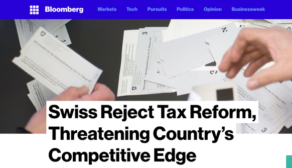 Auch «Bloomberg» reiht sich ein in den Reigen der kritischen Stimmen: «Das Plebiszit ist die jüngste Entscheidung, die der Wirtschaft in der Schweiz – sie ist eines der reichsten Länder und laut dem W ...