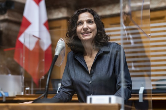 Gabriela Suter, SP-AG, spricht zur Debatte um Organspenden an der Sondersession des Nationalrats, am Mittwoch, 5. Mai 2021 in Bern. (KEYSTONE/Alessandro della Valle)